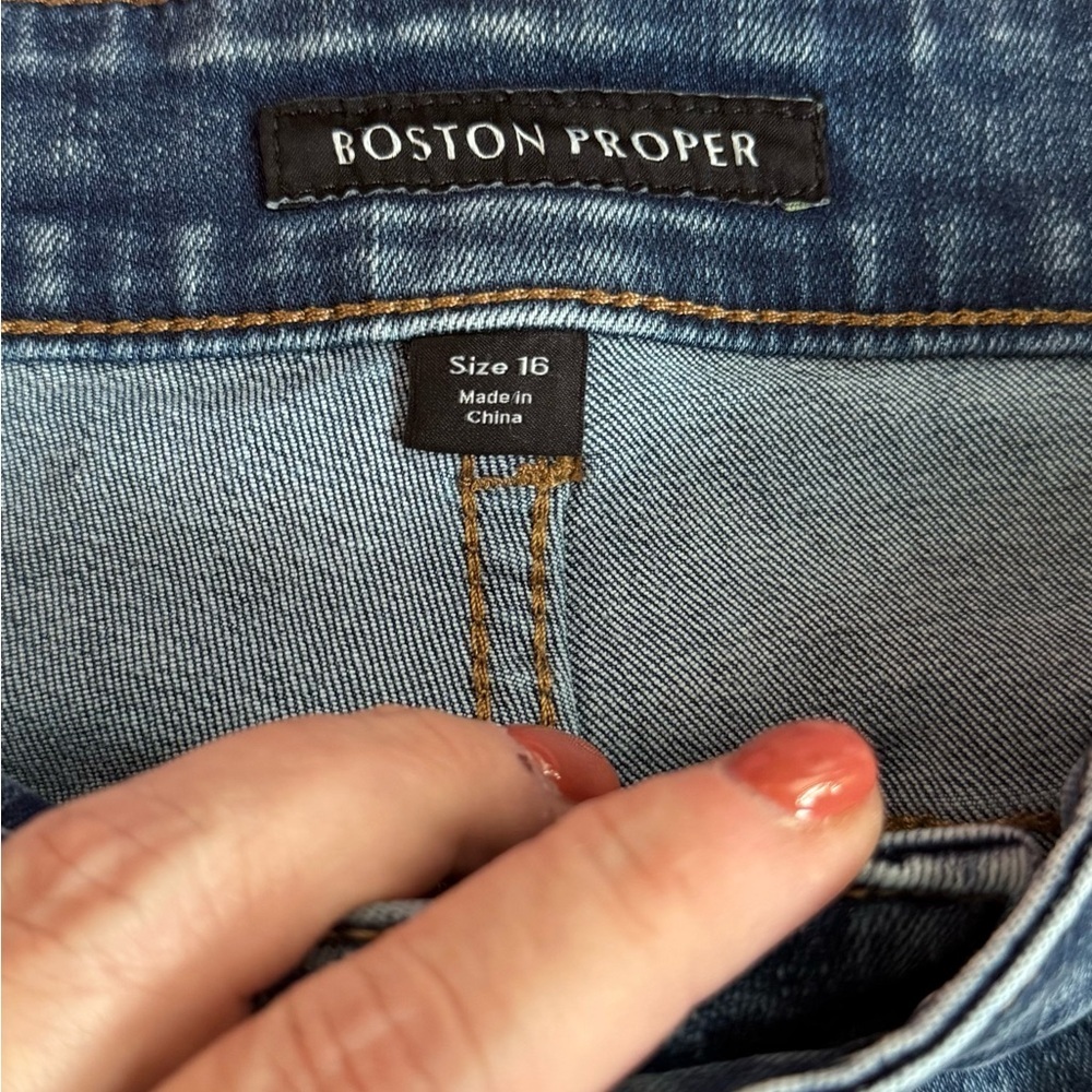 Boston Proper Dark Blue Flare Jeans, size 16, Stretchy!, EUC - Picture 3 of 9